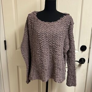 Free People Everlasting Wavy Knit Oversized Sweater, dusty lavender, Medium